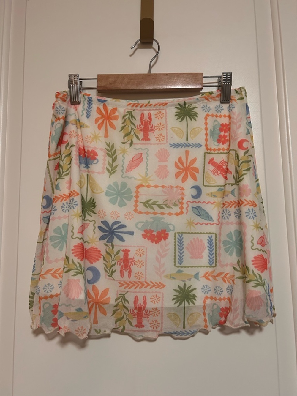 🌴☀️🦞Coastal Chic Tropical Mini Skirt Swimsuit coverup beach Resort 🦞☀️🌴